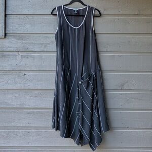 Crea Concept Asymmetrical Midi Dress Black White Stripe Women's US Size 6